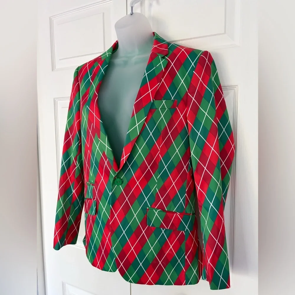 Suslo Couture Blazer Jacket Green Red NWT size Small size 38 - Picture 2 of 14